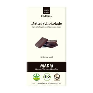 MAKRI Dattel Schokolade EDELBITTER 80%