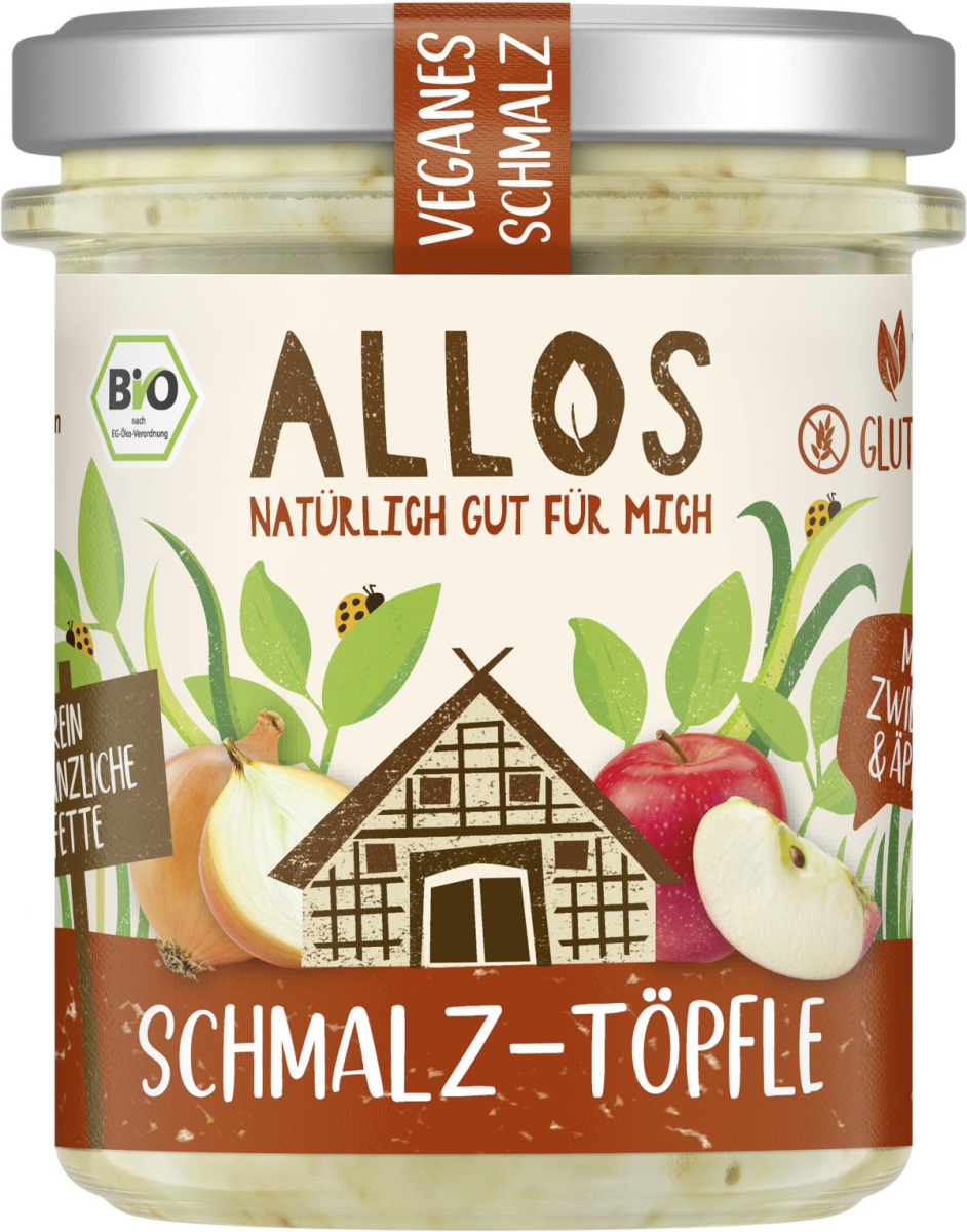 Schmalz-Töpfle mit Zwiebeln und Äpfeln  150g klein
