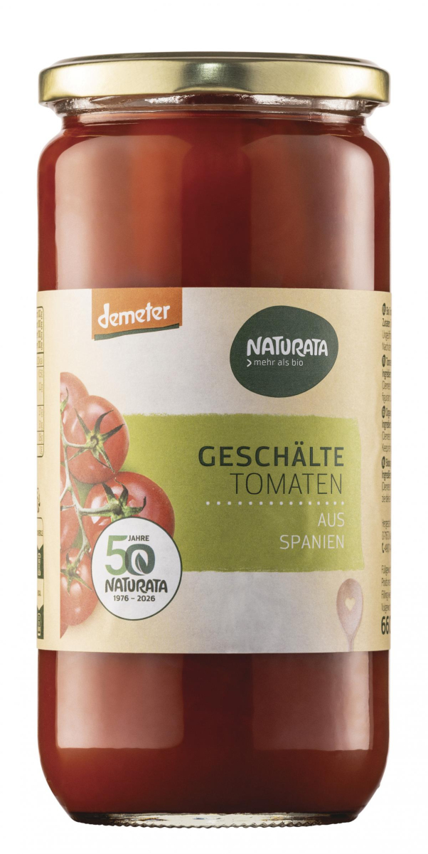 Geschälte Tomaten im Glas 660g Glas, Demeter