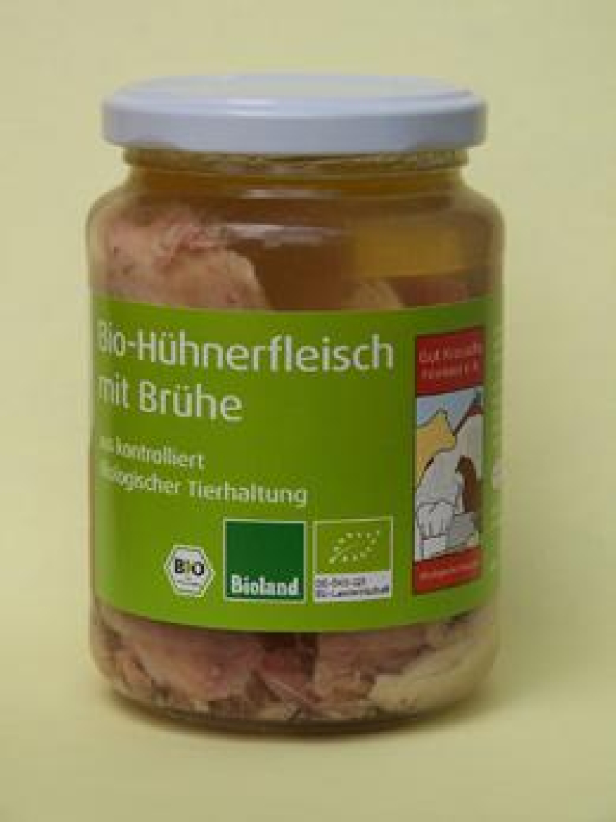 Hühnerfleisch m. Brühe 320g, 90g Fleisch