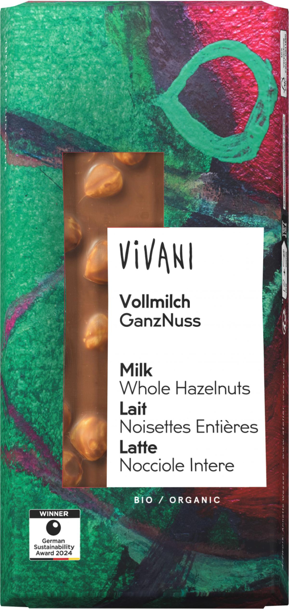 Vollmilch Schokolade mit ganzen Haselnüssen 100g