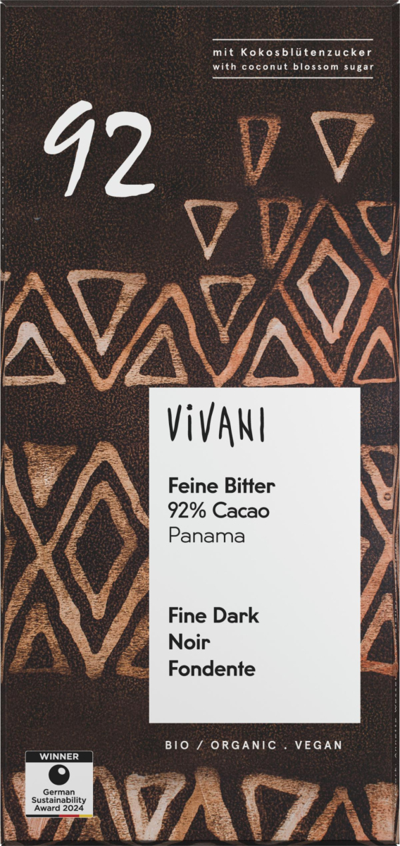 Feine Bitter Schokolade  92 % Cacao