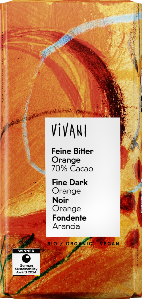 Feine Bitter Orange Schokolade 70% Cacao  80g