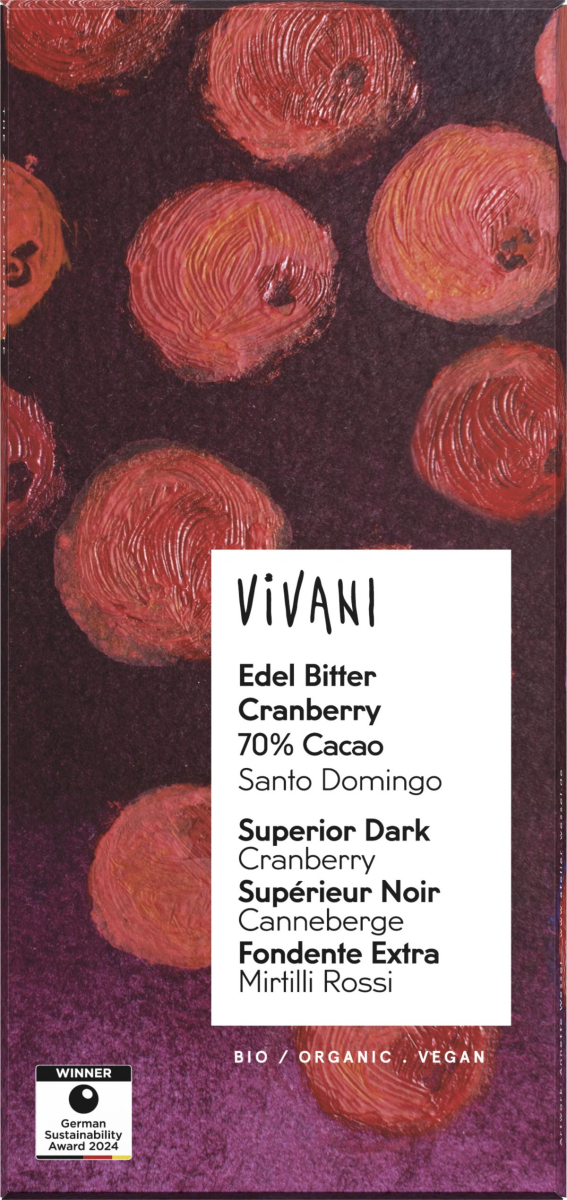 Edel Bitter Cranberry, 70% Kakao,  80g