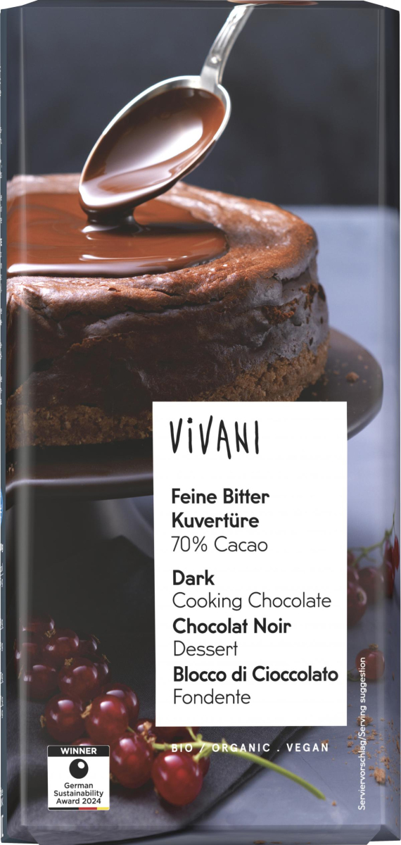 Kuvertüre, bitter 70% Cacao  150g Tafel