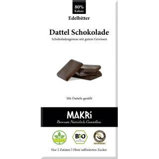 MAKRI Dattel Schokolade EDELBITTER 80%